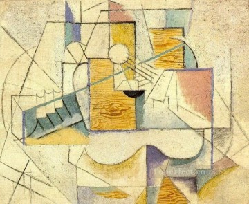 Guitarra sobre mesa II 1912 cubismo Pablo Picasso Pinturas al óleo